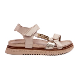 Zazoo 50103 Sandali in pelle da donna con plateau, Beige