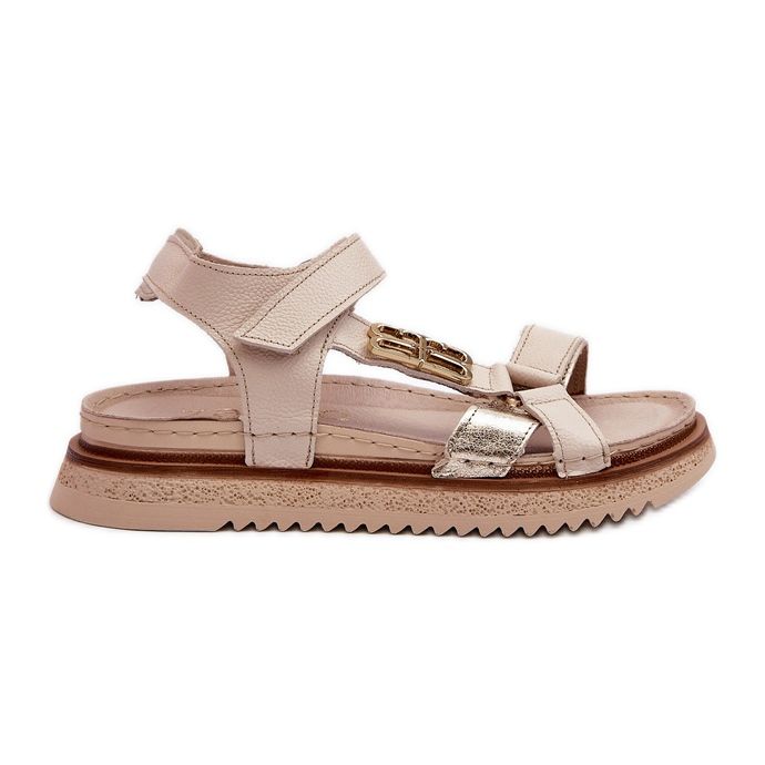 Zazoo 50103 Sandali in pelle da donna con plateau, Beige