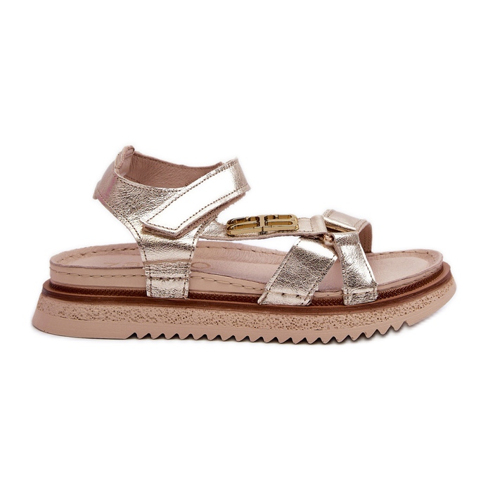Zazoo 50103 Sandali in pelle da donna con plateau, Oro d'oro
