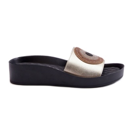 Infradito da Donna in Pelle Con Decorazione S.Barski KV27-019 Oro d'oro