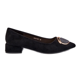 Décolleté con Tacco Basso Realizzate in Eco Pelle Scamosciata S.Barski KV27-037 Nero
