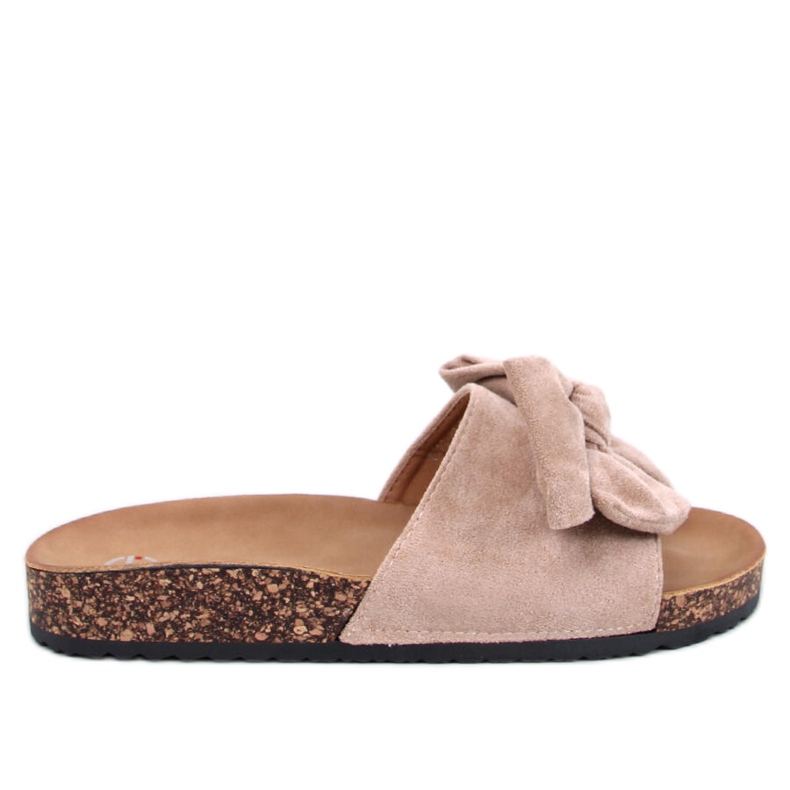 Pantofole Keitas Khaki in sughero con fiocco beige