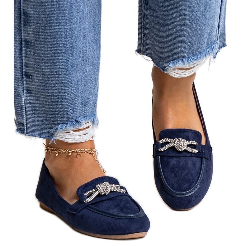 Mocassini blu navy con decorazione Jabira lucida