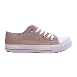 Sneakers basse classiche in materiale da donna Beige scuro Lennabella