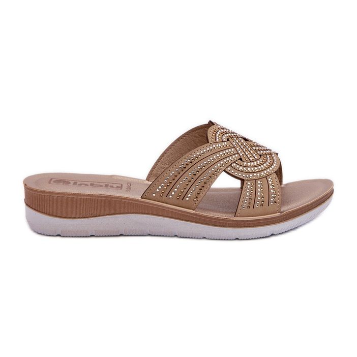 Comode Infradito da Donna Con Zirconi Cubici Inblu BV000037 Beige