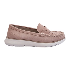 Sergio Leone SP012 Mocassini in camoscio beige con plateau