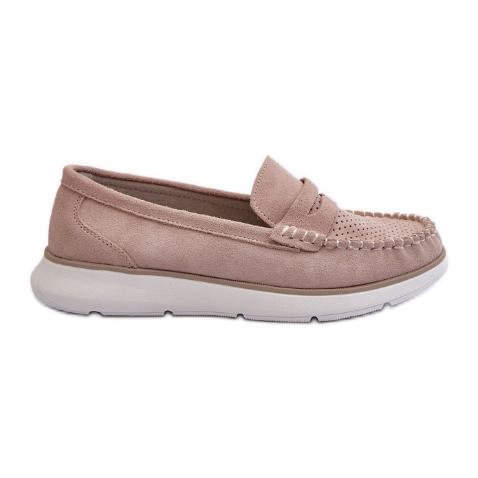 Sergio Leone SP012 Mocassini in camoscio beige con plateau