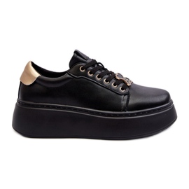 Sneakers da Donna in Pelle con Plateau Nere Vinceza 66700 nero