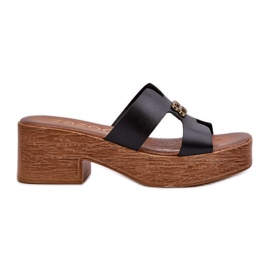 Zazoo 40412 Infradito da Donna Eleganti in Pelle con Decorazione Oro, Nero