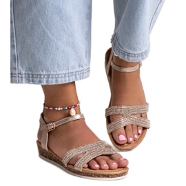 Sandali con zeppa bassa Saila color champagne d'oro