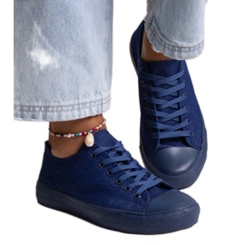 Scarpe da ginnastica in denim color nudo blu