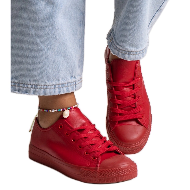 Bez marki Sneakers rosse realizzate in ecopelle di Mahasina rosso