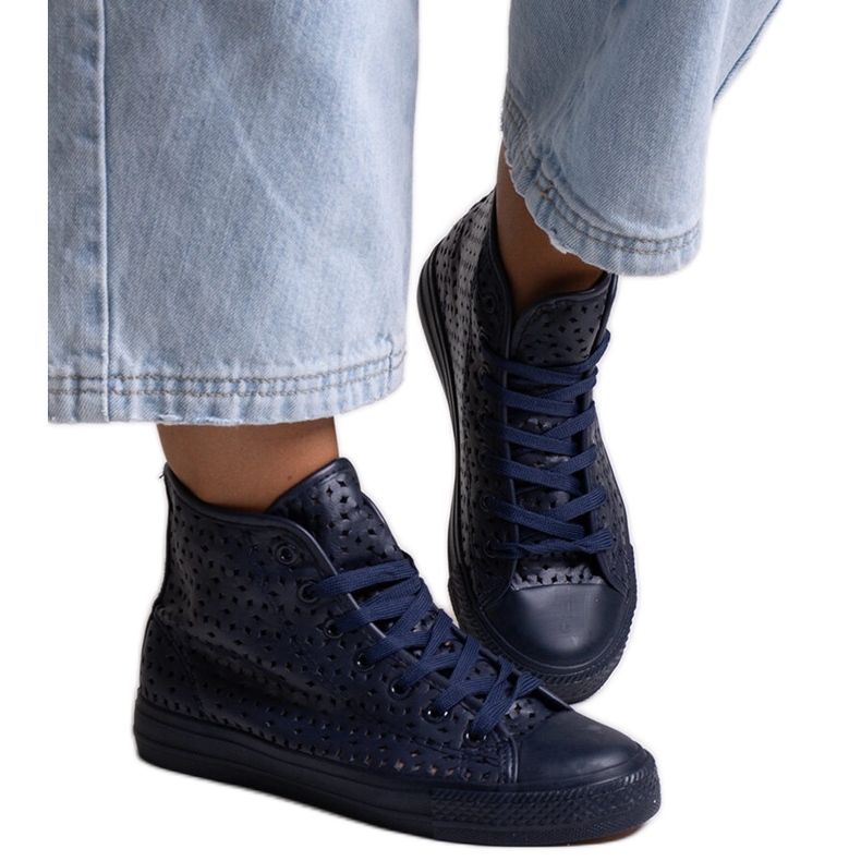 Bez marki Sneakers alte traforate blu navy di Shima