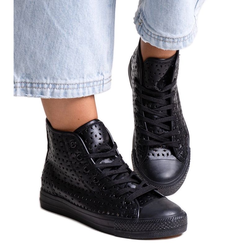 Bez marki Sneakers alte nere traforate Madala nero