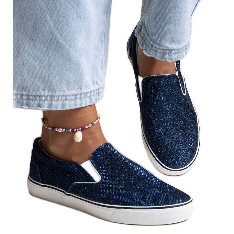 Scarpe da ginnastica lucide blu navy di Lublubah
