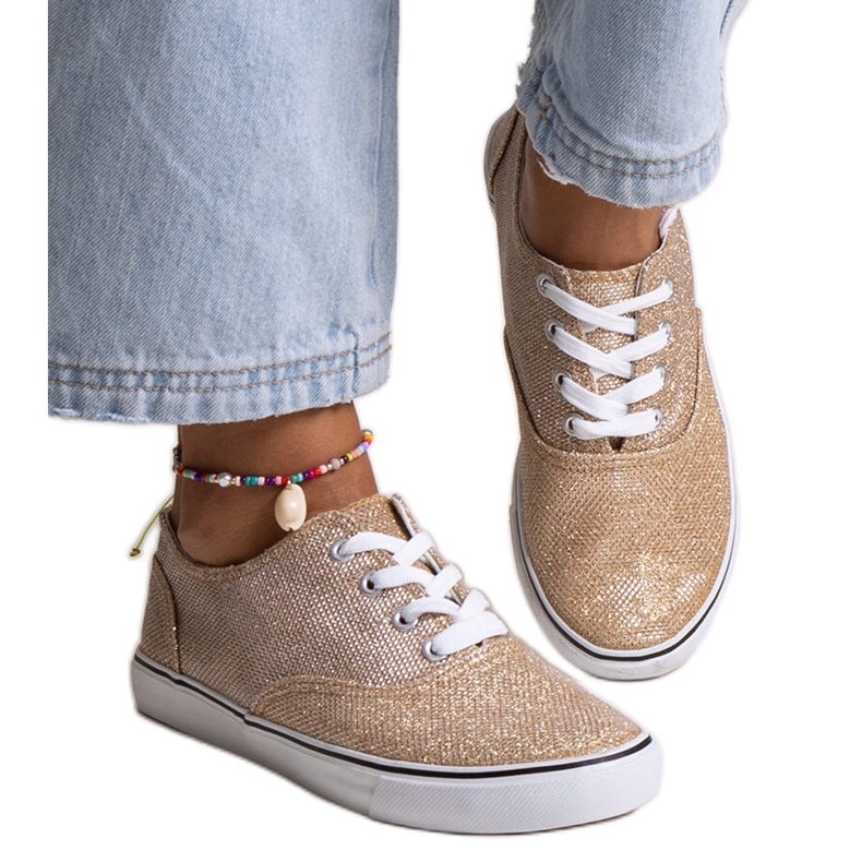 Sneaker Caroline color oro lucido d'oro