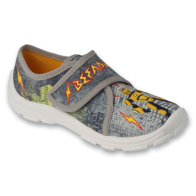 Ciabatte per bambini Befado con velcro 974X572 grigio-giallo