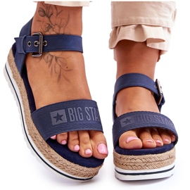 Sandali con plateau Big Star comodi da donna LL274869 blu navy