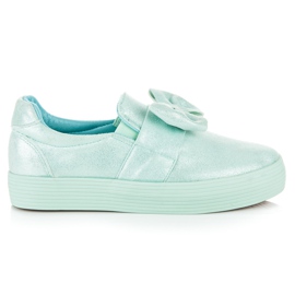 Slipons Sulla Piattaforma Con Un Fiocco verde