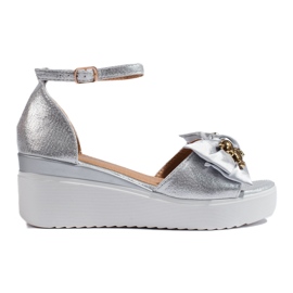Sandali con zeppa argento d'argento