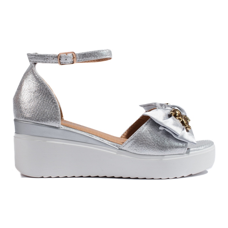 Sandali con zeppa argento d'argento