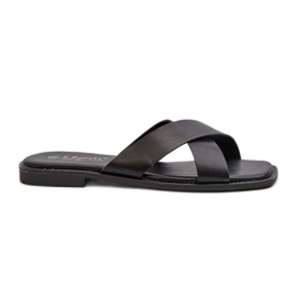 Infradito da Donna con Tacco Piatto in Ecopelle S.Barski KV27-002 Nero