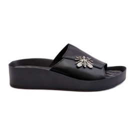 Infradito eleganti da donna con decorazione, in pelle naturale S.Barski KV27-015 Nero