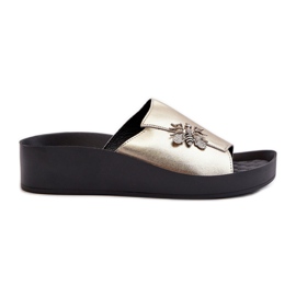 Infradito eleganti da donna con decorazione, in pelle naturale S.Barski KV27-015 Oro d'oro