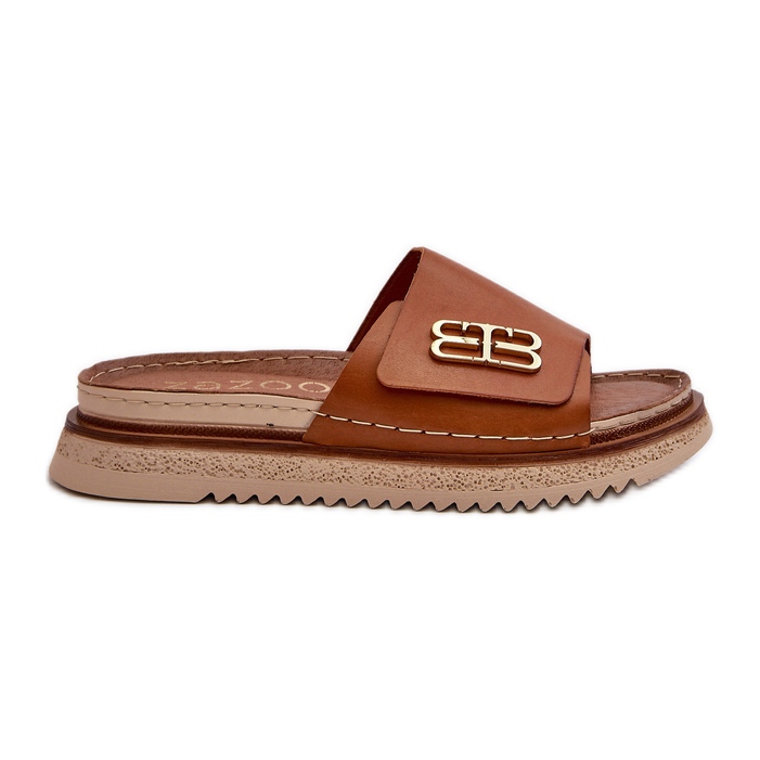 Zazoo 50101 Infradito in pelle da donna con plateau, Marrone