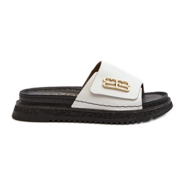 Zazoo 50101 Infradito in pelle da donna su piattaforma, bianco bianca