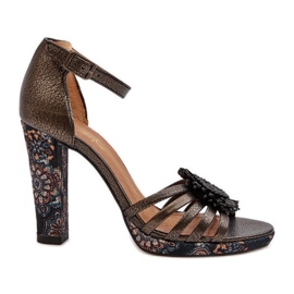 Sandali Da Donna Con Tacco Alto Con Decorazione Maciejka 06620-20 Grafite grigio