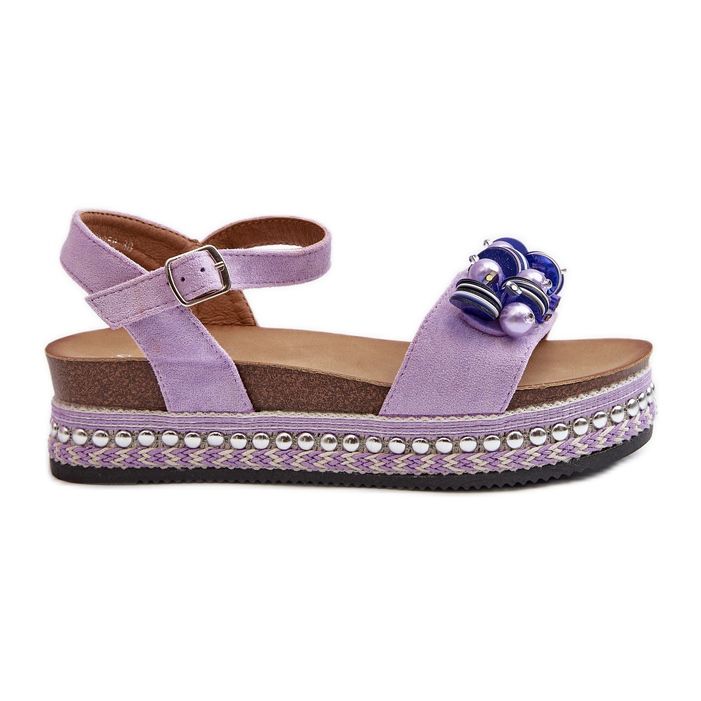 Sandali Da Donna Su Zeppa E Plateau Con Decori S.Barski HY056 Viola