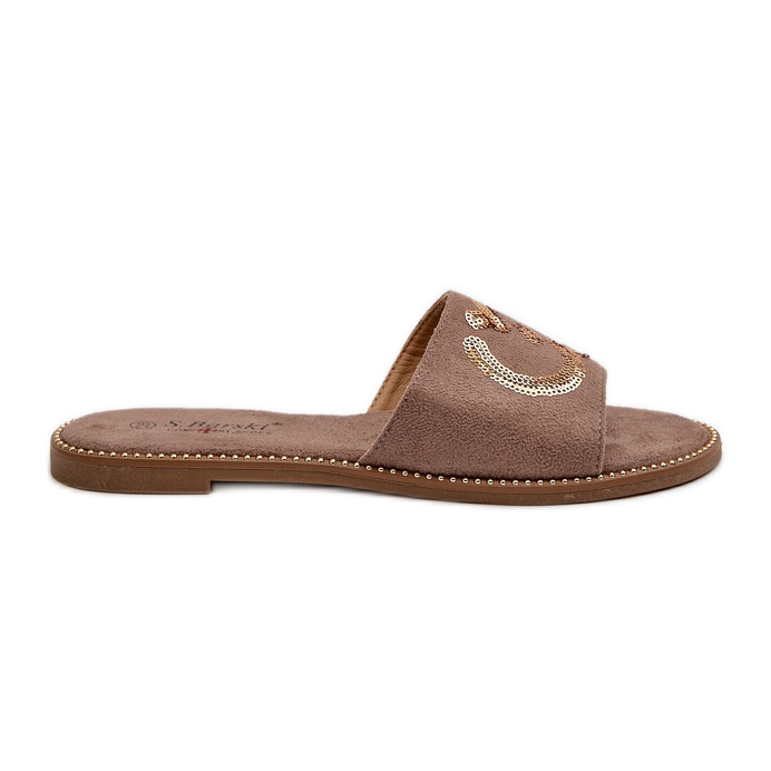 Infradito Piatti Da Donna Con Paillettes S.Barski KV27-052 Marrone