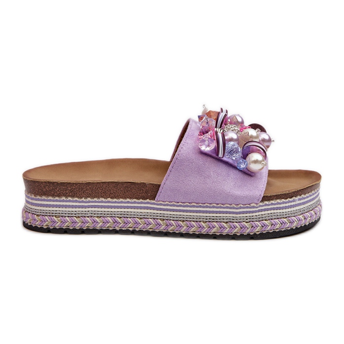 Infradito Da Donna Con Plateau Con Decori S.Barski HY077 Viola