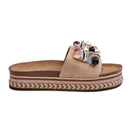 Infradito Da Donna Con Plateau Con Decori S.Barski HY077 Beige