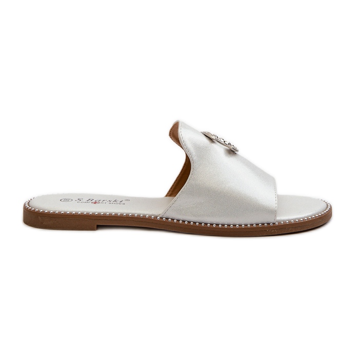 Infradito eleganti da donna lucide con decorazione S.Barski KV27-050 Argento d'argento
