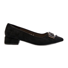 Décolleté Tacco Basso Con Decorazione Eco Camoscio S.Barski KV27-034 Nero