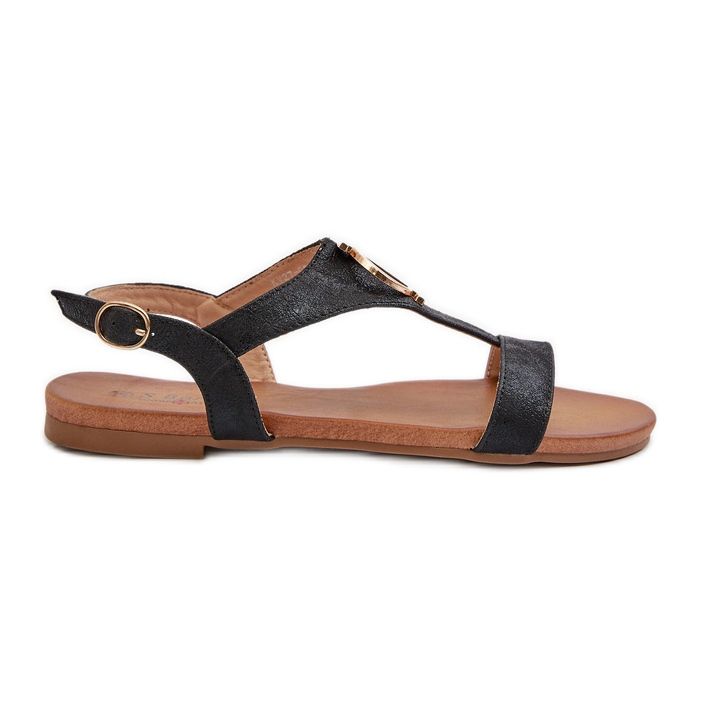 Sandali Bassi Da Donna Con Decorazione Oro S.Barski KV27-051 Neri nero