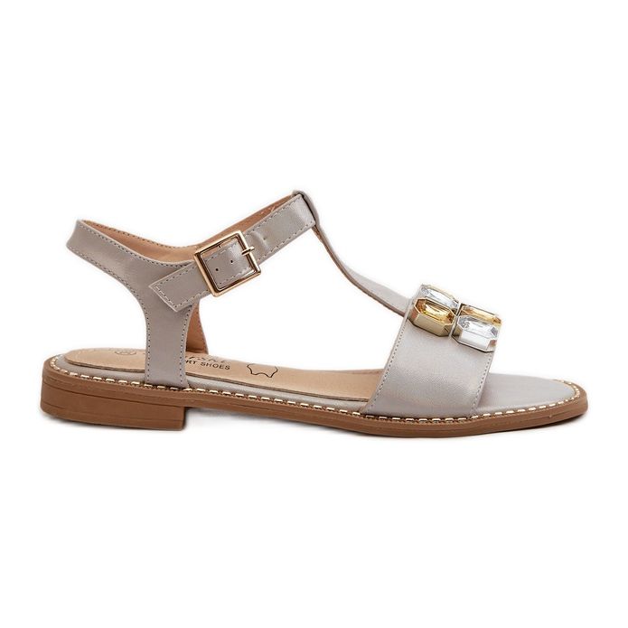 Sandali eleganti da donna con dettagli decorativi S.Barski KV27-030 Beige