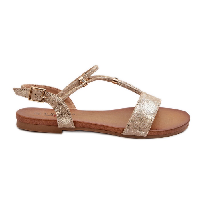 Sandali Bassi Con Cinturini Da Donna S.Barski KV27-010 Oro d'oro