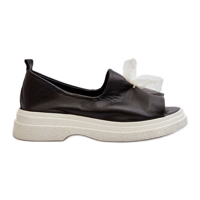 Zazoo 2939 Sandali in pelle da donna con fiocco, Nero