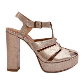 Sandali Da Donna Con Tacco Alto In Pelle Maciejka 06050-25 Oro d'oro