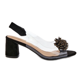 Sandali Con Tacco Alto Da Donna Con Tomaia Trasparente, Aleola Nera nero