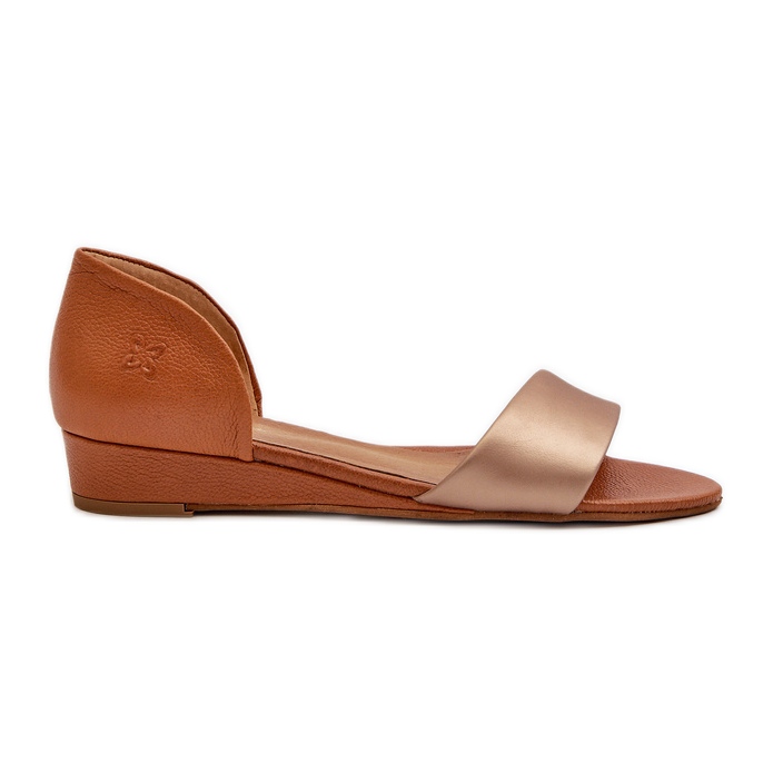Sandali in pelle Maciejka 1971-68 Marrone e Oro d'oro