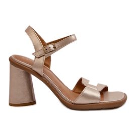 Sandali in pelle con tacco alto Maciejka 06029-25 Oro d'oro