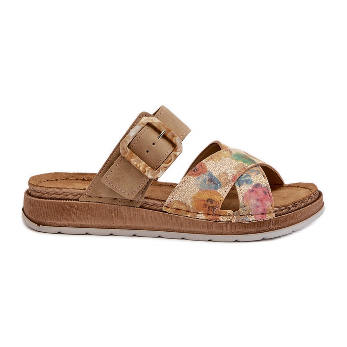 Comode Infradito da Donna Con Fibbia Fiore Inblu GS000051 Marrone
