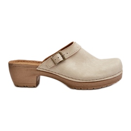 Zoccoli Da Donna Con Tacco Basso Inblu BL000004 Beige