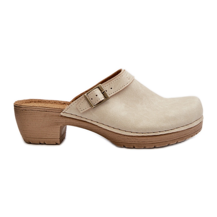 Zoccoli Da Donna Con Tacco Basso Inblu BL000004 Beige