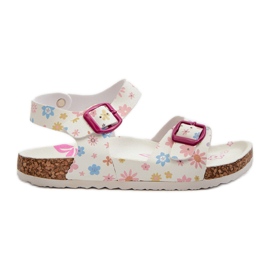 Sandali da bambino con fiori e fibbie, colore bianco Memoria bianca