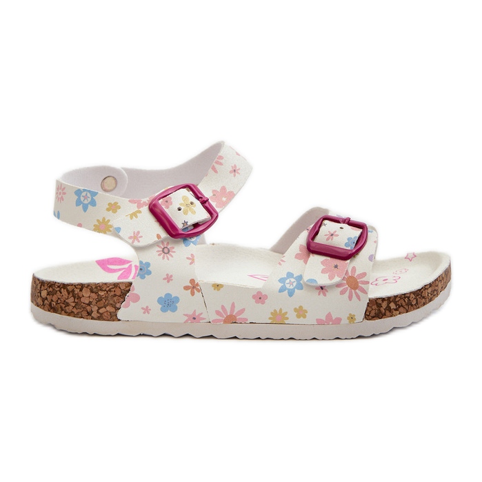 Sandali da bambino con fiori e fibbie, colore bianco Memoria